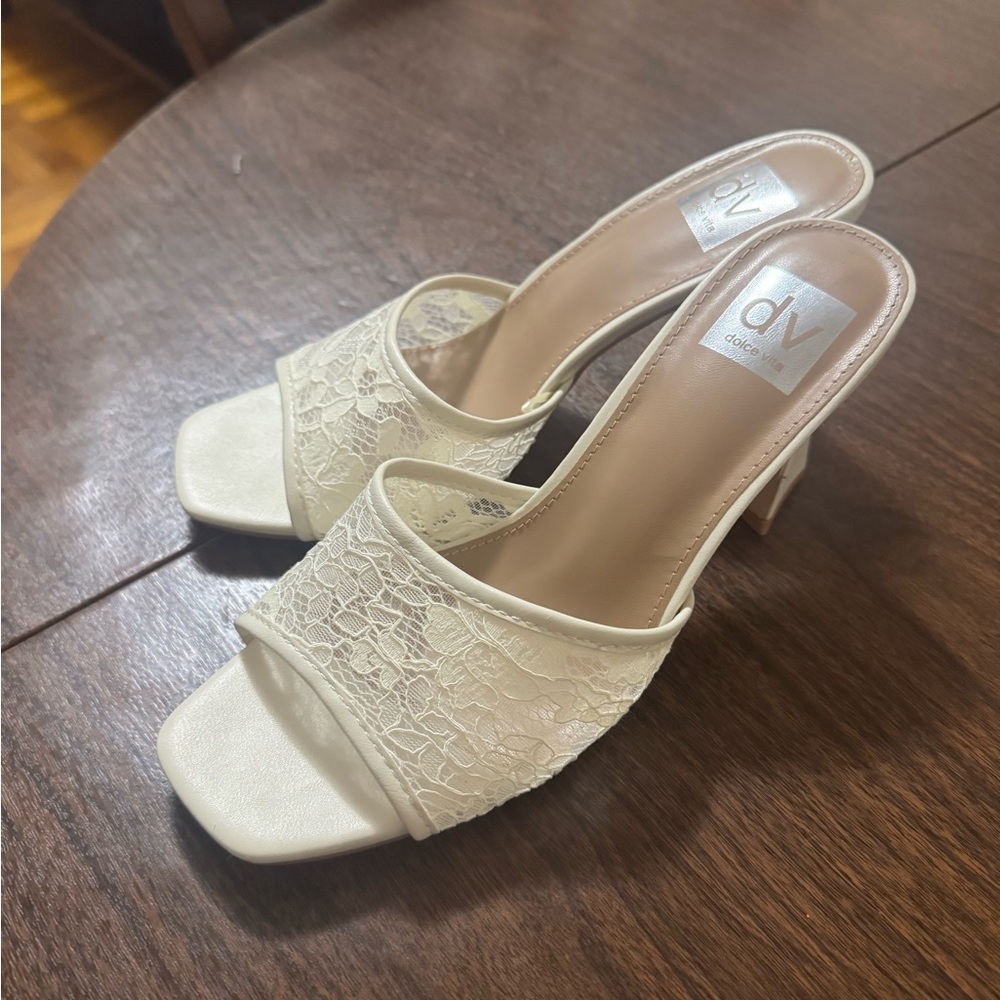 DV by Dolce Vita Cream Mules with Ornate Design